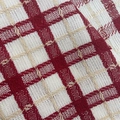 Close-up of red and white checkered knit fabric showing thick yarn weave and soft texture - White + Red