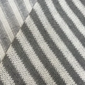 Macro detail of grey and white striped knitted fabric texture with fine weave - Wide Gray And White