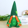 Green St. Patrick's Day gnome doll with orange braids and clover sequined hat decor - St. Patrick's Day Gnome Female Style