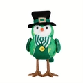 Green St. Patrick's Day owl gnome doll with clover patterns and glowing LED light - Black Hat Bird
