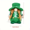 Gnome de la Saint-Patrick en peluche avec trèfles verts et mesure de 16cm de hauteur - Style tresse