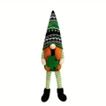 St. Patrick's Day gnome with orange beard and shamrock on white background - Braid Style