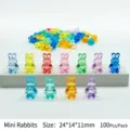 Mini colorful crystal resin rabbits for DIY crafts, 24x14x11mm, 100pcs pack in vibrant colors - Mini Little Rabbit / 100 Pieces/Pack / Multicolor