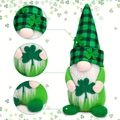 St. Patrick's Day gnome plush with green plaid hat and shamrock leaf decorations - Green (Plaid Hat Style)