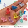 Miniatur-Einhorn-Figuren aus transparentem Acryl für Bastelarbeiten, 16-24 mm Set - Mini Einhorn / 100 Stk/Packung / bunt
