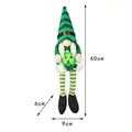 Gnomo di San Patrizio con cappello a righe verdi e trifoglio, altezza di circa 40cm - Gnomo a Gamba Morbida Trifoglio Donna
