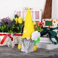 Yellow Mother's Day gnome doll with heart pattern and flower for spring home decoration - Yellow