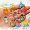 Miniatur-Schildkröten aus Kunstharz in bunten Farben für DIY-Bastelarbeiten, 100 Stück - Mini Schildkröte / 100er Pack / Mehrfarbig