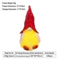 Detail of a Christmas glowing gnome with red sequin hat and warm LED lighted beard - Red