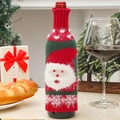 Festive knitted Santa Claus wine bottle cover detail showing soft fuzzy beard texture - Santa Claus