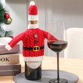 Weihnachts-Strick-Weinﬂaschenhülle-Set mit rotem Pullover und Mini-Weihnachtsmann-Mütze - 15x11cm / Rotes Taillenband