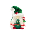 Green and red Christmas gnome with sequin hat, white plush beard and golden bells - Green (Sequin Hat Braid Gnome)