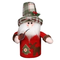Detail of Santa Claus felt candy jar cover with embroidery and festive ornaments - Santa Claus
