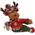 Détail de l'attache-rideau de Noël renne avec bonnet à carreaux et écharpe festive - Style Renne