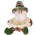 Details zum Weihnachts-Plüschkorb mit Weihnachtsmann, kariertem Hut und Flechtkorb - Weihnachtsmann