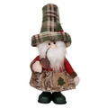 Detail van een kerstgnome met geruite muts, witte baard en houten pijp ornament - Kerstman