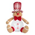 Close-up of a gingerbread man candy jar with corduroy hat and a clear plastic body - Top Hat Style