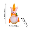 Poupée de gnome de Pâques avec oreilles de lapin et carotte en orange et rose vif - Lapin à carreaux orange avec carotte