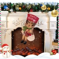 3D rendier kerstsok hangend aan de open haard voor feestelijke geschenkdecoraties - Eland Stijl