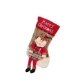 Kerstsok cadeauzakje met 3D Kerstman pop en de tekst Merry Christmas voor decoratie - Kerstman