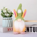 Easter gnome plush with green bunny ear hat and white beard for holiday desktop decor - Green Rabbit Style