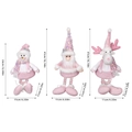 Rosa Weihnachts-Stoffpuppen-Set mit Weihnachtsmann, Schneemann und Rentierfiguren - Schneemann