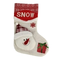 Calza natalizia nordica in maglia con pupazzo di neve 3D e scritta decorativa SNOW - Stile Pupazzo di Neve
