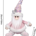 Pink Christmas gnome plush toy with sequined hat and white beard, height 25cm - Santa Claus