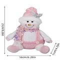 Pink sequin snowman doll sitting decoration, 21cm height plush festive ornament - Height approx 21cm / Snowman