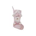 Calcetín de Navidad rosa para niños con Papá Noel 3D, lentejuelas y ribete de felpa - Papá Noel