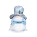 Gnomo azul con estampado de pata de gallo, banner Happy New Year y barba blanca - Azul