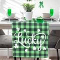 Lucky clover green and black buffalo plaid table runner for St. Patrick's Day decor - Green Black Buffalo Plaid (Lucky)