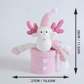Rosa Rentier Weihnachts Geschenkbox mit Strickmütze und Schal, Höhe beträgt 28 cm - Hirsch