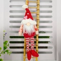 Valentine gnome plush with pink heart knit hat and long striped legs for home decor - Male Style