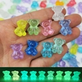 Mix of colorful glow-in-the-dark bear resin beads for DIY micro landscape decor - Luminous Mini Bear