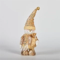 Standing Christmas snowman plush decoration with golden sequin pointed hat and gift bag - Snowman