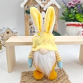 Easter bunny gnome plush with yellow rabbit ears and striped clothes for spring decoration - Yellow