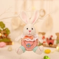 Pink knitted Easter bunny doll with lace collar and bow for cozy home holiday decoration - Pink