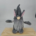 Grijze Pasen kabouter pluche met konijnenoren en zwart-wit gestreepte armen decor - Grijs