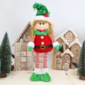Πτυσσόμενο χριστουγεννιάτικο ξωτικό με πράσινο καπέλο με πούλιες και ριγέ μακριά πόδια - 30x9x60 (Μήκος Ποδιού 18) / Γυναικείο Στυλ