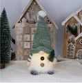 Gnomo de Navidad luminoso de peluche con gorro verde de punto y luces LED cálidas - Gorro Verde con Árbol de Navidad / 15x9x29cm