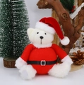 Ours polaire en peluche avec costume de Père Noël rouge et bonnet de Noël festif - Ours blanc en tenue rouge