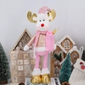 Detail von rosa-goldener Rentier-Weihnachtsfigur mit Paillettenmütze und Schal - Rosa Teleskopisches Musik-Rentier (Batterie)