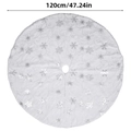 White Christmas tree skirt with silver snowflake embroidery in 120cm diameter - White Silver Snowflake