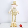 Detail van de kerstsneeuwpop met gouden lovertjes en uitschuifbare lange benen - Sneeuwpop