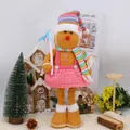 Gingerbread man plush toy with rainbow scarf and pink dress for Christmas decor - Gingerbread Man Lady Style (0925)