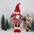 Stehende Weihnachts-Pinguin Plüschfigur mit roter Strickmütze und Schal für Dekoration - Roter Hut Stil