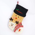 Calza natalizia in maglia con pan di zenzero, pupazzo di neve e renna 3D decorazione sospesa - Stile Cappello Nero