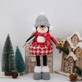 Stehende Pinguin Weihnachtsfigur mit Teleskopbeinen und festlicher Dekoration - Grauer Hut Stil