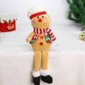 Lebkuchenmann Kochpuppe aus Cordsamt Stoff mit winterlicher Weihnachtsdekoration - Weißer Hut-Stil